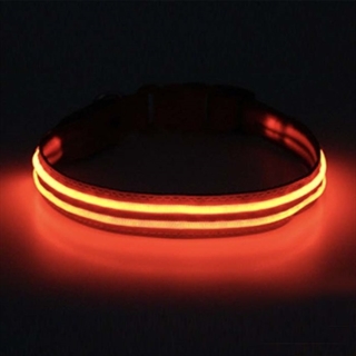 Rød hundehalsbånd med rødt lys - Size: S